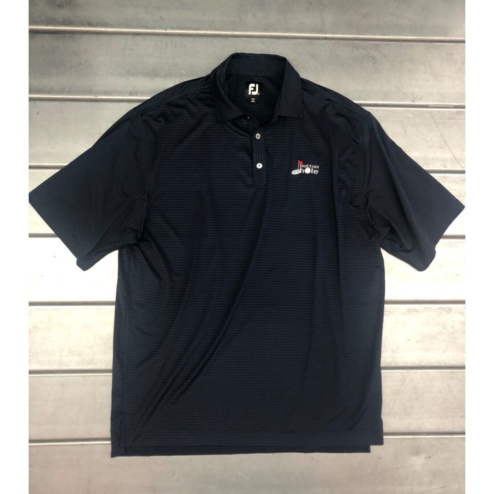 Footjoy Polo Shirt Mens XL Navy Blue Button Hole Golf Performance‎ Preppy